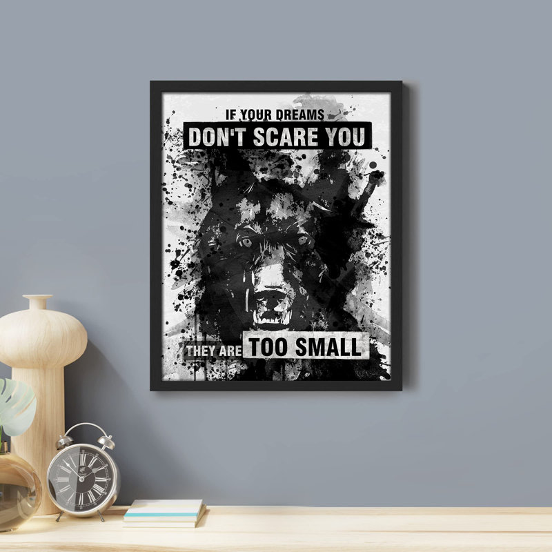 «Your Dream Lone Wolf Wild Animals Dark Cold Ink Stroke» sur papier, H 10 po x l 8 po, Noir