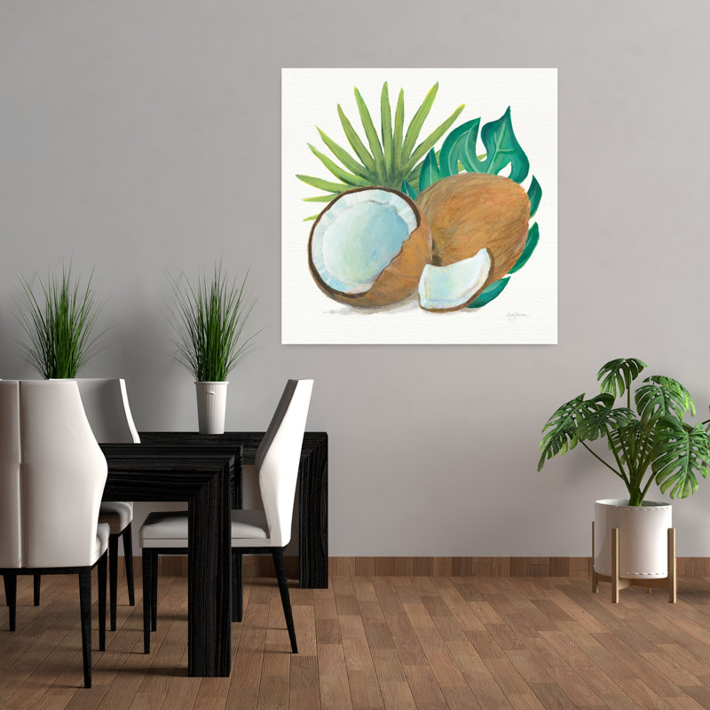 Cocotier V, palmier abstrait, art tropical, H 36 po x l 36 po