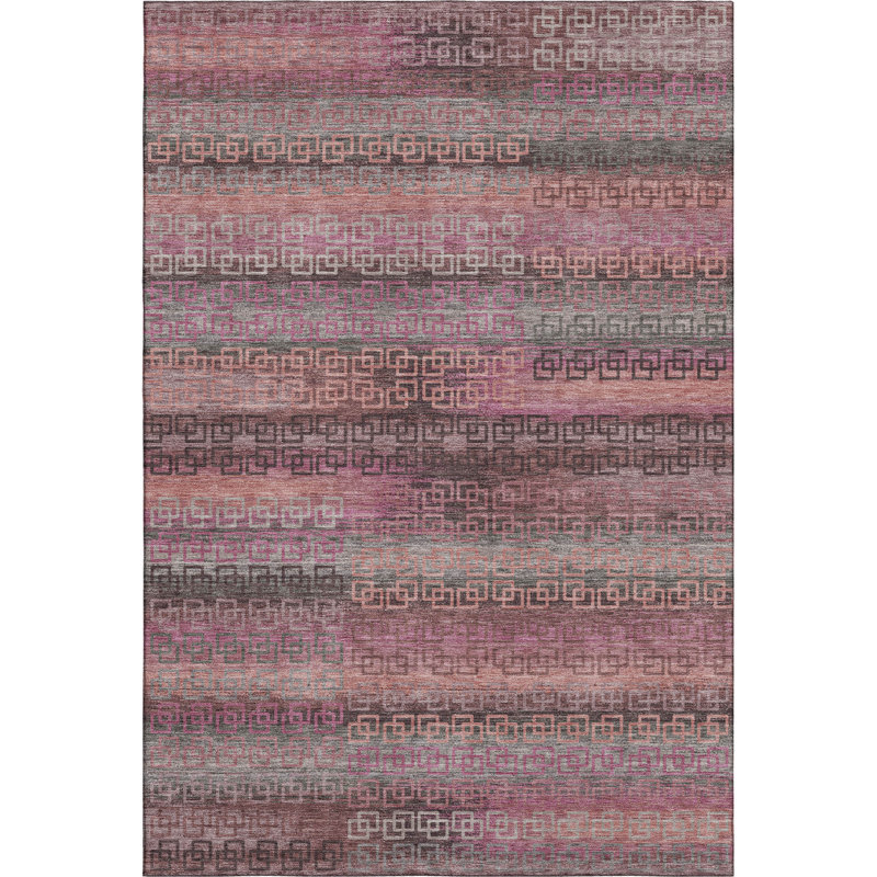 Premium Machine Washable Mayfield Striped Rug, 8' x 10', Copper