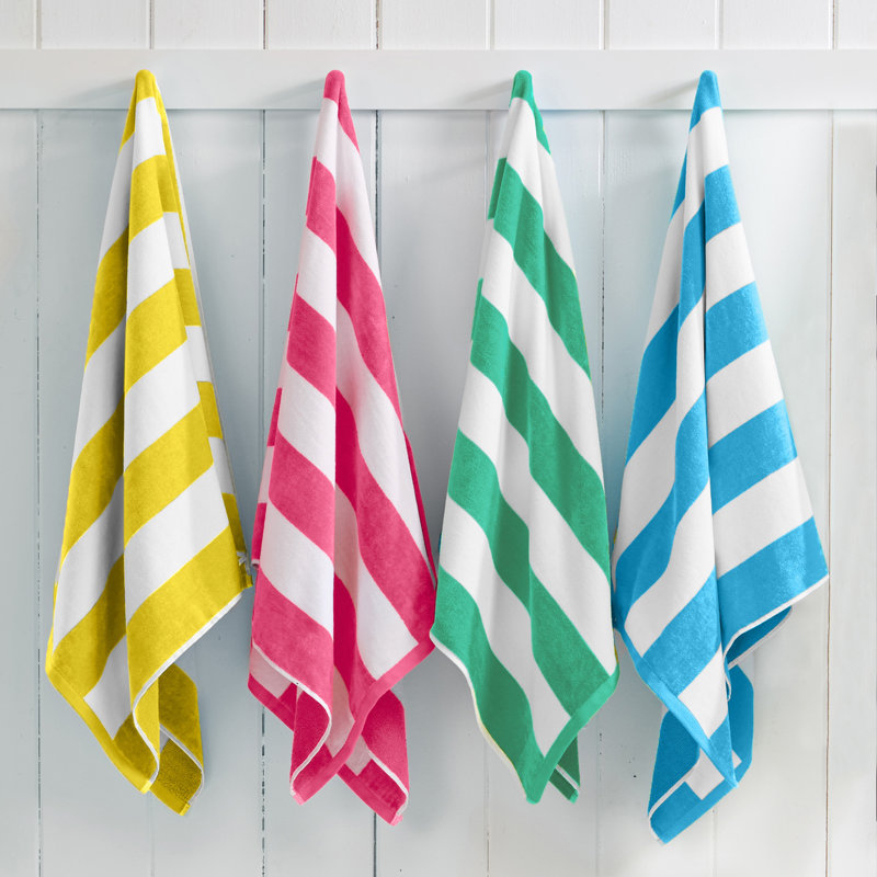 Serviettes de plage 100% coton absorbant et à séchage rapide Cabana, Multicolore / bleu / jaune / bleu sarcelle / rose