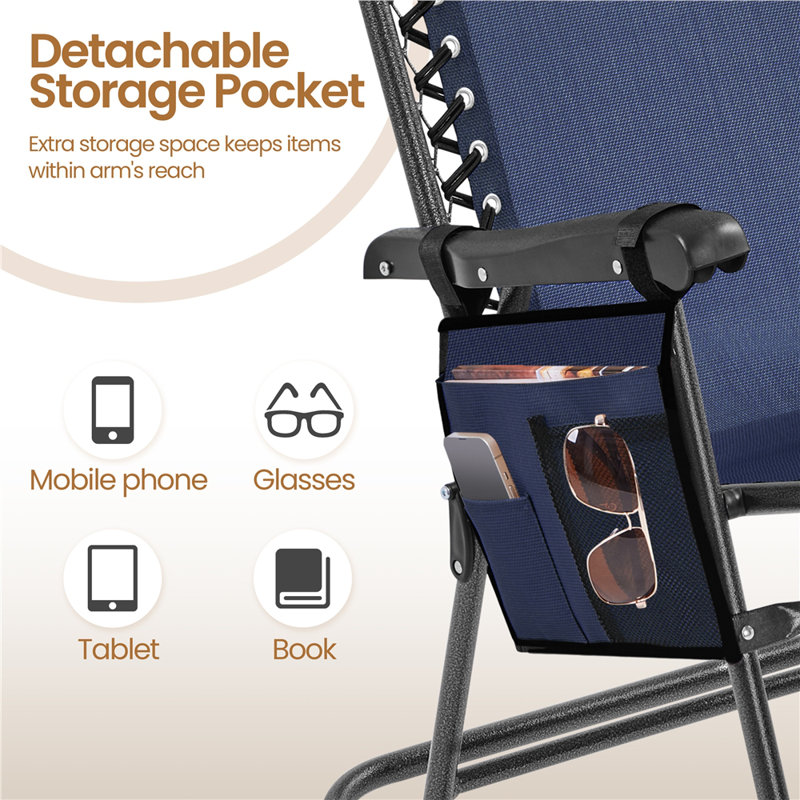 Patio Lounge Camping Chair, Navy Blue