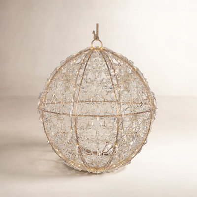 12" LED Lighted Gold Wire Sphere Decor