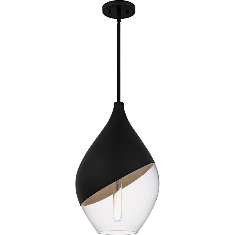 Luminaire suspendu 1 lumière Drover, Noir mat