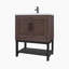 Meuble-lavabo 24 po avec lavabo en céramique blanc et robinet d'eau chaude et froide, armoire de salle de bain autoportante avec 2 portes de rangement et tablette ouverte en fer pour la salle de bain-1959105177