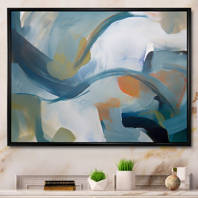 «Distant Horizon In Retro Shades Of Blue», peinture murale abstraite