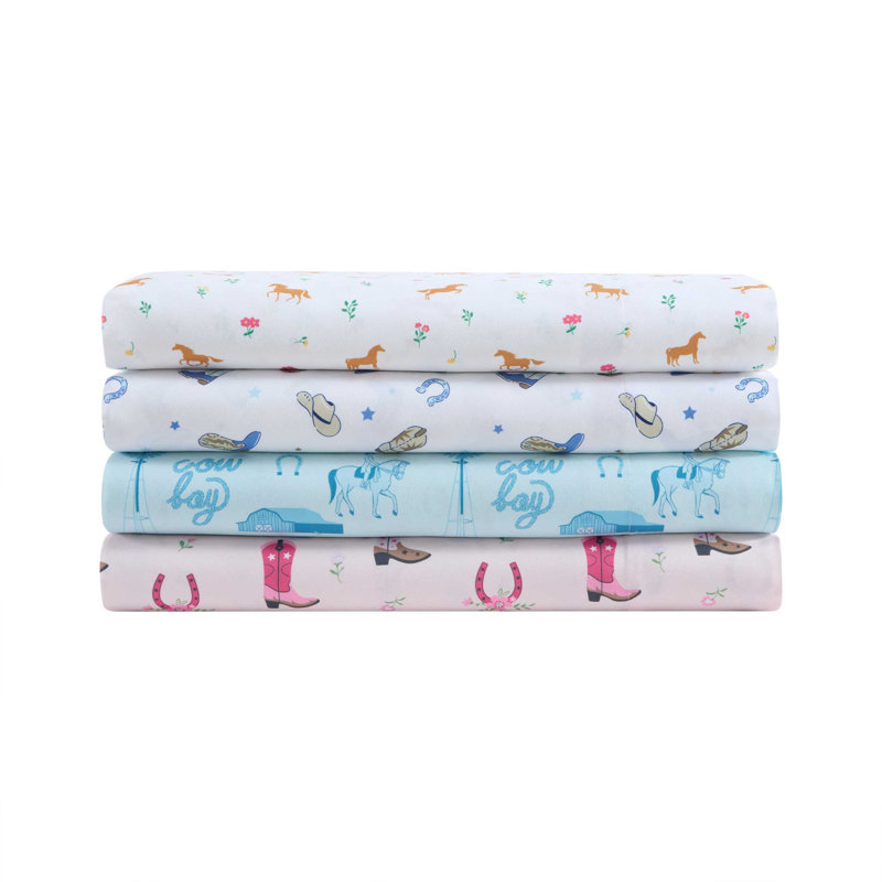 Wrangler Kids Horse Meadow Brown Sheet Set, Twin Sheet Set with 1 Pillowcase, Horse Meadow Brown
