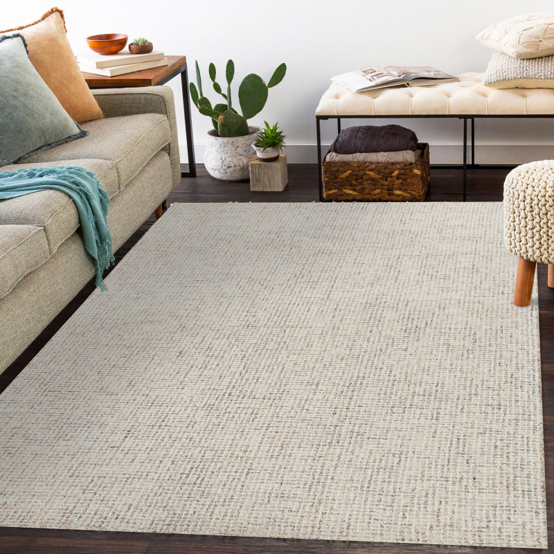 Abstract Handmade Tufted Area Rug, Rust/Beige, Rectangle 5' x 7'9"
