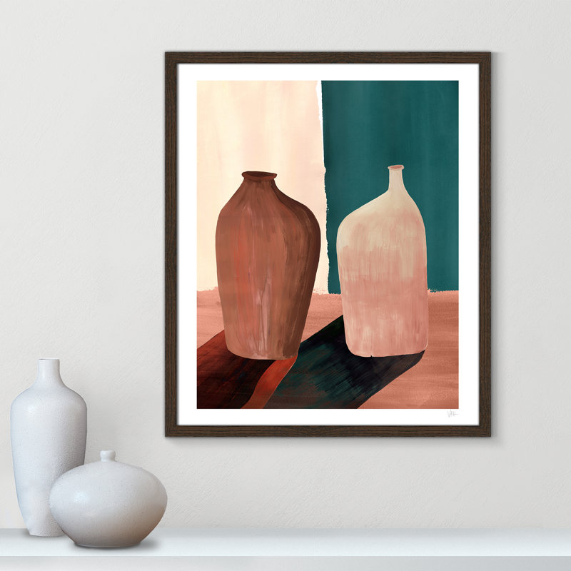 Contrast Pots Print par Violets Print House, L 21,5 po x H 25,5 po, Impression encadrée, Grain de bois noyer