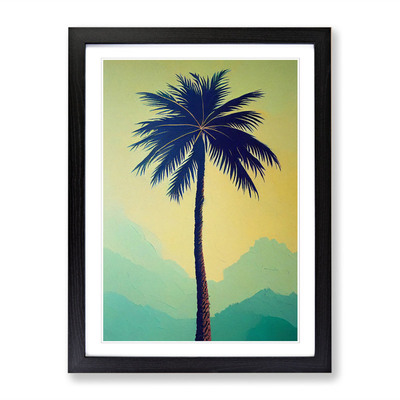 Palm Tree - Single Picture Frame Print, Black, 46cm H x 34cm W x 2cm D
