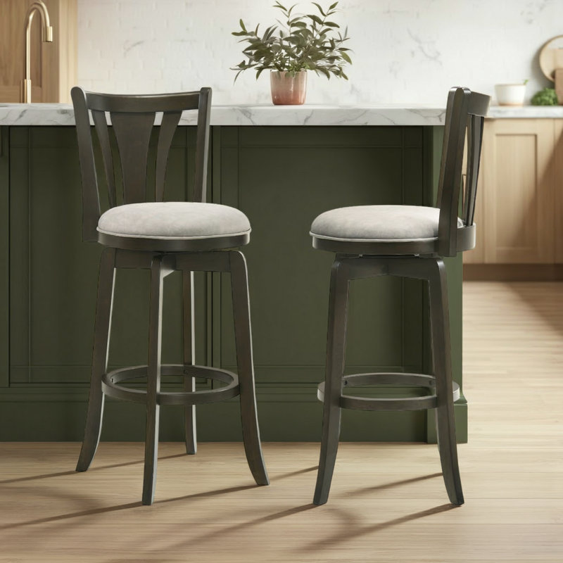 Tabouret de bar Beckett, Gris, Gris clair, Tabouret de comptoir (siège d'une hauteur de 26,2