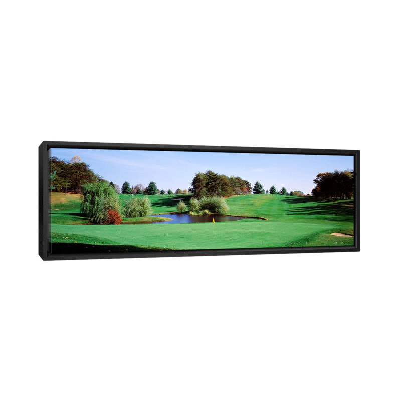 Étang panoramique sur un terrain de golf, Baltimore Country Club, Baltimore, Maryland, États-Unis - reproduction d'art sur toile tendue