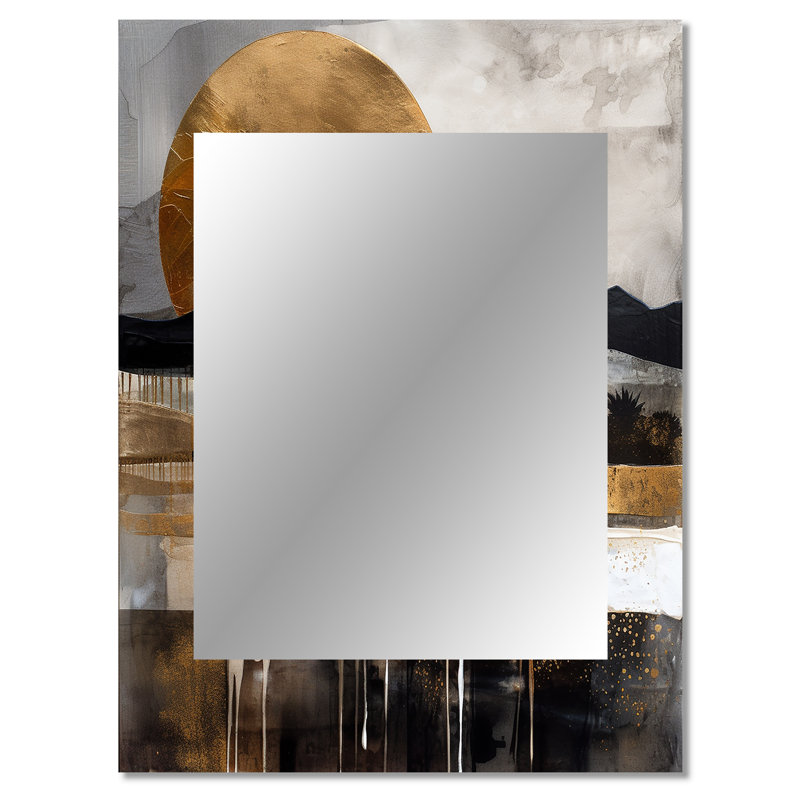 Exploration de la lune dorée évolutive IV - miroir de paysage, miroir mural traditionnel unique, impression d'art en métal