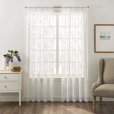 Brewster Floral Embroidered Sheer Curatin Panel