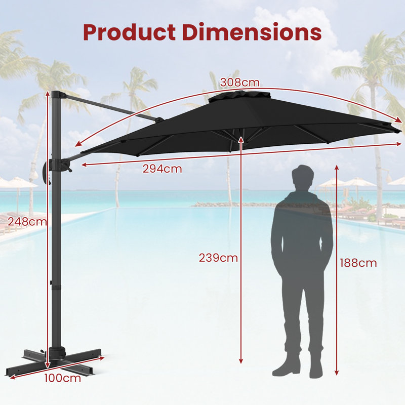 294cm Cantilever Parasol, Dark