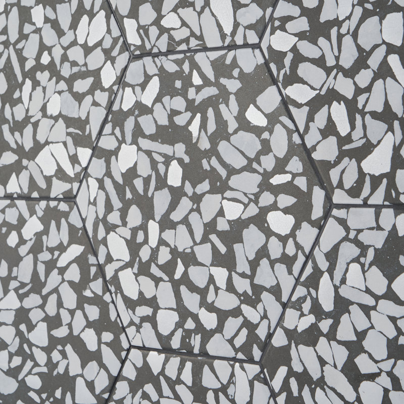 Jurassic Hex 9" Terrazzo Look Porcelain Floor & Wall Tile (8.07 Sq. Ft. / Case), Black