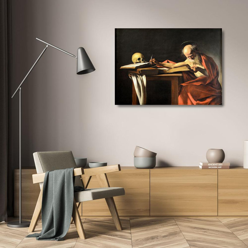 «Saint Jerome Écriture» par Caravaggio - Toile tendue avec châssis, H 24 po x l 17 po