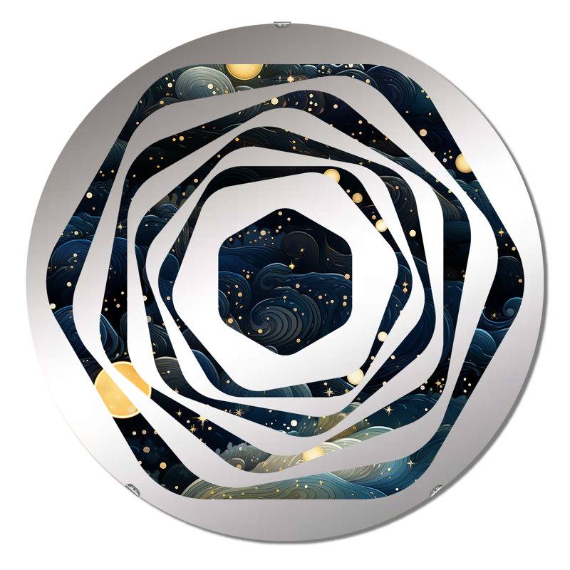 Midnight Indigo Galatic Pattern - Amorphe Decorative Mirror, 23.6" x 23.6"