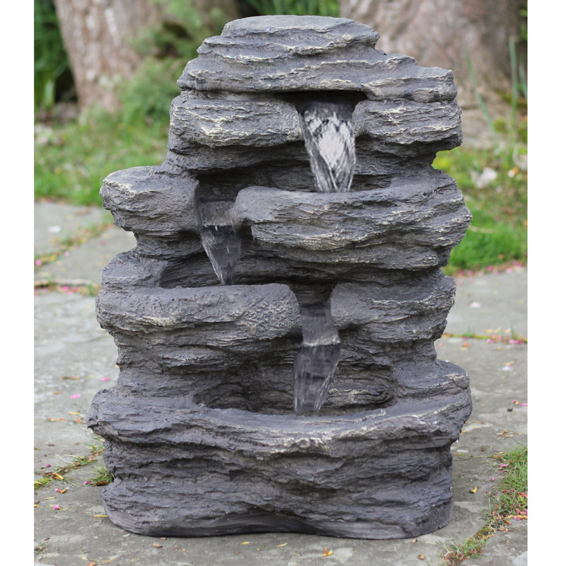 Fontaine de jardin d'extérieur 24 po avec éclairage DEL 24 po