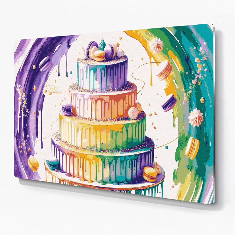 Desserts arc-en-ciel, art mural en métal beige, H 11 po x l 14 po
