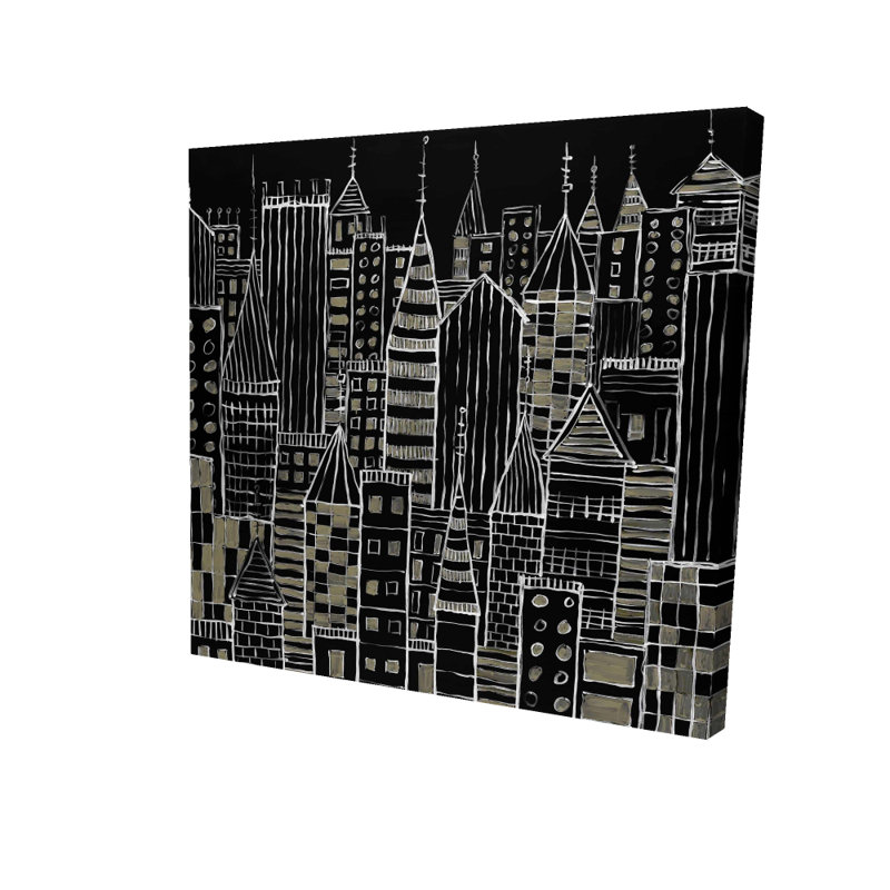 Toile illustrative ville sombre | Décor de salon noir