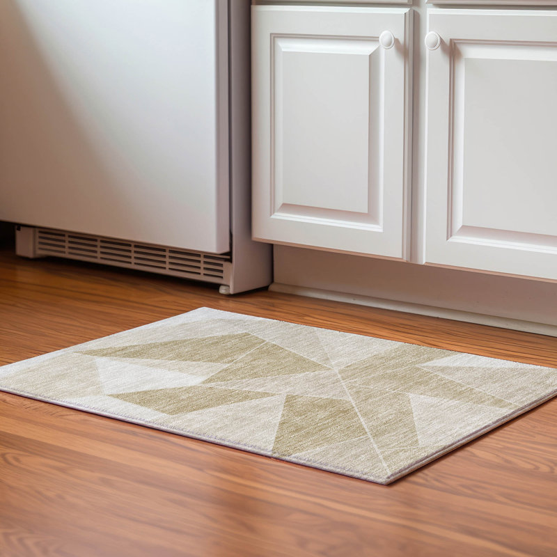 Premium Machine Washable Mayfield AMF636 Geometric Rug, 1'8" x 2'6", Blue