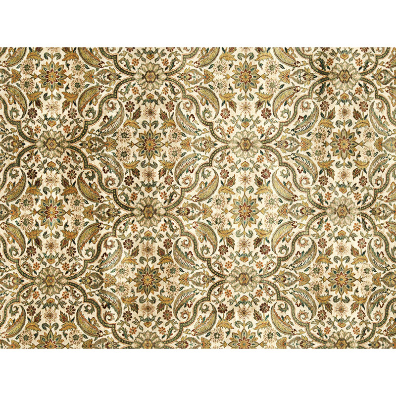 Hand Knotted Wool Area Rug in Gold And Green