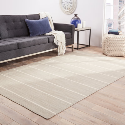 Tapis brun / gris clair en laine tissé à plat à la main Creekmont