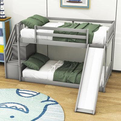 Twin Over Twin Wood Bunk Bed,Bunk Bed With Stairway by Harriet Bee