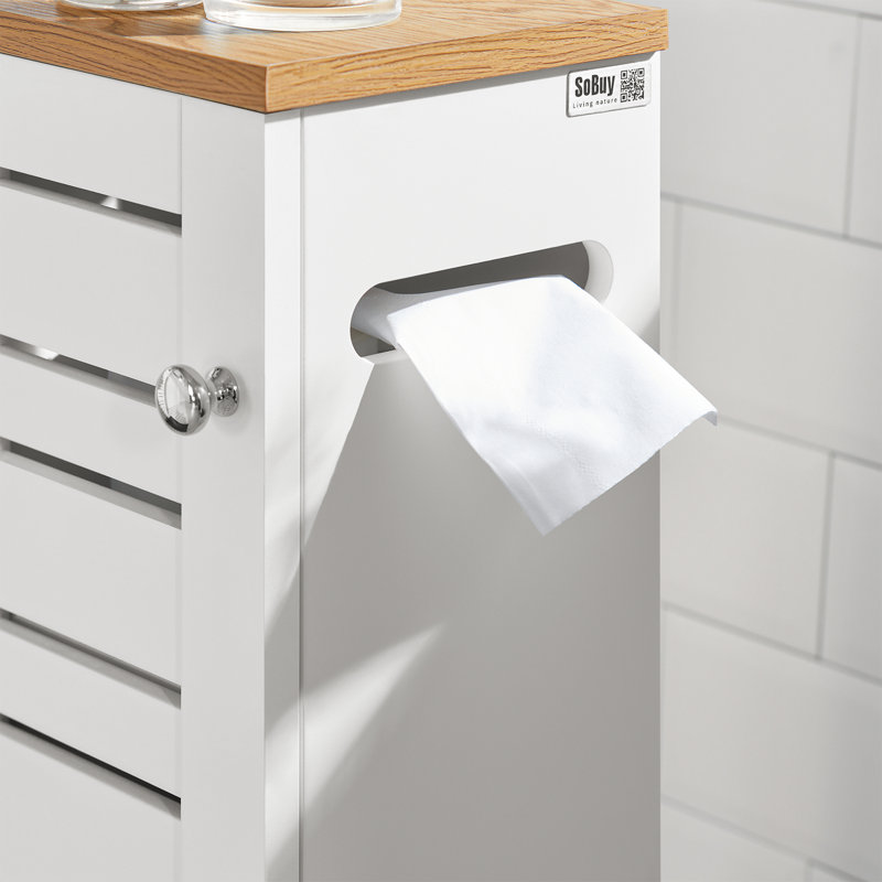 Armoire porte-papier hygiénique autoportante blanche avec rangement