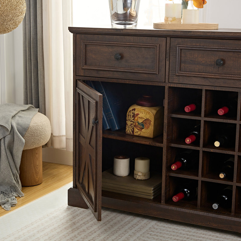 Buffet 39,3 po avec 2 tiroirs et armoire, Espresso