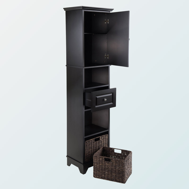 Armoire de rangement 3 pièces avec 2 paniers en maïs Foster, finition noire H 70,74 po x l 17,89 po x P 12,71 po