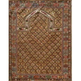 Antique Caucasian Tribal Geometric Islamic Prayer Rug
