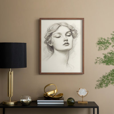 Vintage Sketch V Framed Print - Solid Wood