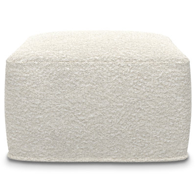 Chantal 24"W Upholstered Polyester Square Pouf with Ivory Boucle Design