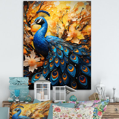 Majestic Flowerful Peacocks Harmony II sur toile
