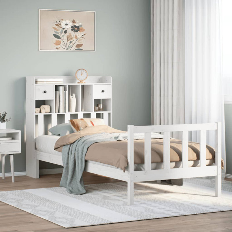 Solid Wood Storage Bed, Small Single (2'6), White
