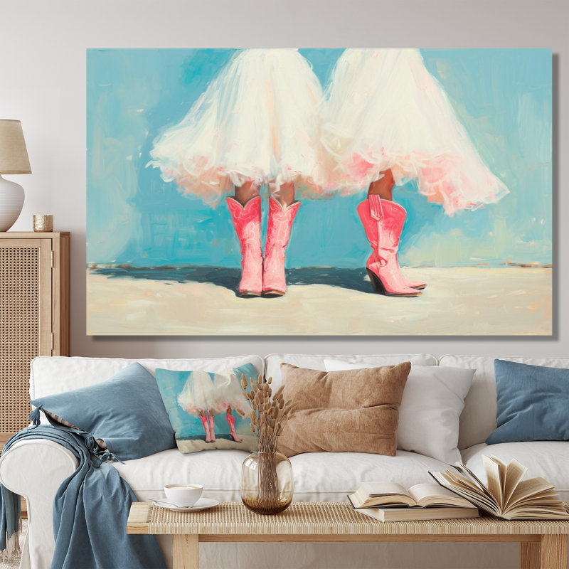 Carré de filles dansantes à Austin au Texas I - décoration murale de cow-filles, Wrapped Canvas, H 40 po x l 60 po