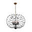 Lustre classique unique à 6 lumières avec détails en fer forgé et cristaux Darcey