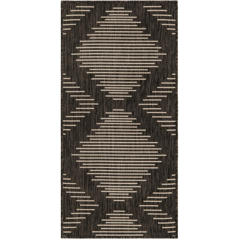 Tapis rayé intérieur / extérieur en polypropylène tissé à la machine, Tapis de couloir 2 pi x 4 pi 1 po
