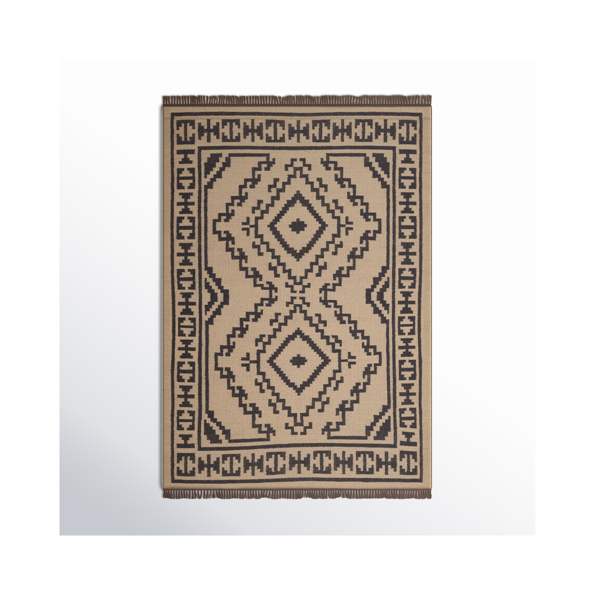 Louie Handmade Jute / Sisal Light Beige/Black Rug, Rectangle 2' x 3'