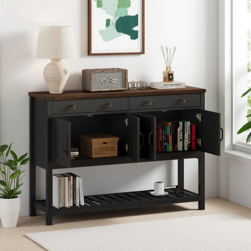 Armoire de rangement 47 po Modern Farmhouse, Noir