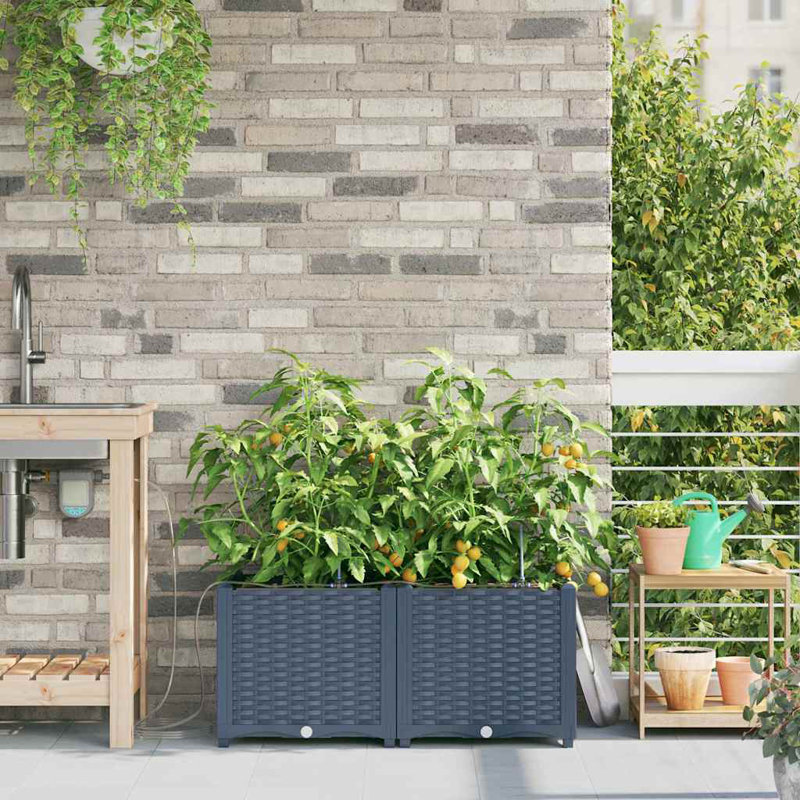 Garden Planters 40 Cm Steel, Grey, 37.5cmH x 80cmW x 40cmD