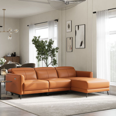 Canapé modulaire inclinable en cuir Valencia Geshia, canapé 3 places | Cuir grainé italien Nappa 11000 | Siège inclinable électrique avec appuis-tête réglables