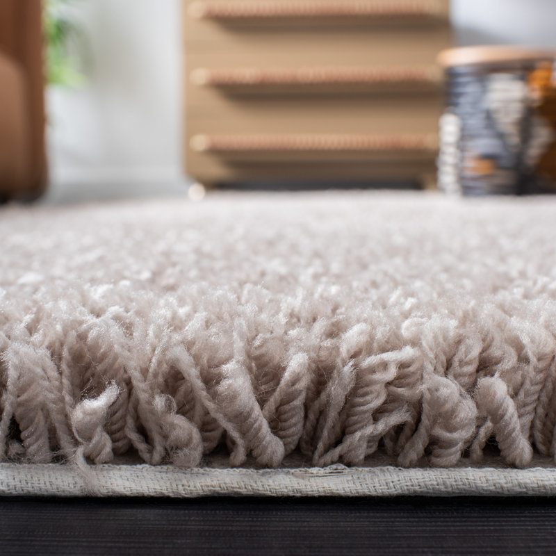 Assar Handmade Tufted Taupe Area Rug, Round 4'