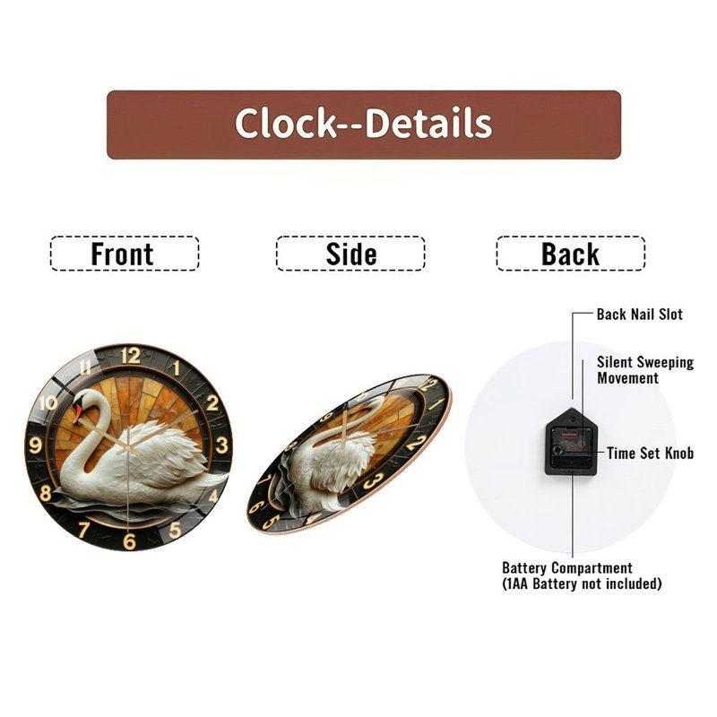 Horloge murale élégante 12 po Swan