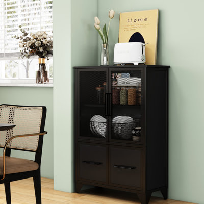 Élégante armoire de rangement à 4 portes avec tablette réglable, structure en métal robuste et assemblage facile pour les espaces de vie modernes
