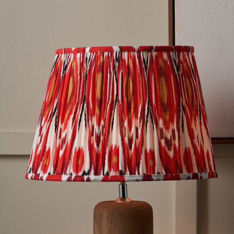 Pleated Cotton Cylinder Shade, 28cm H x 40cm W x 40cm D, Red