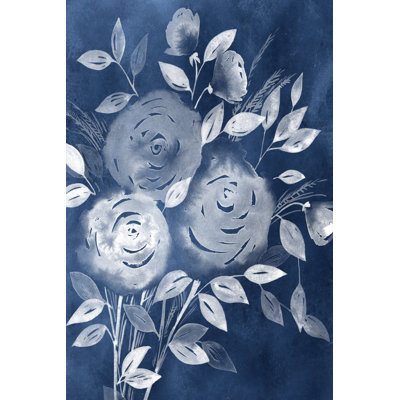 Cyanotype Roses I 1 Piece Wrapped Canvas Painting