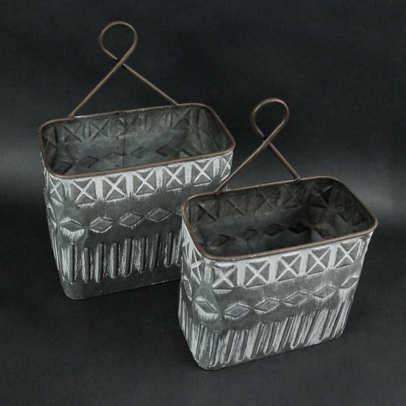 Ensemble de 2 pots de fleurs en métal Anashe