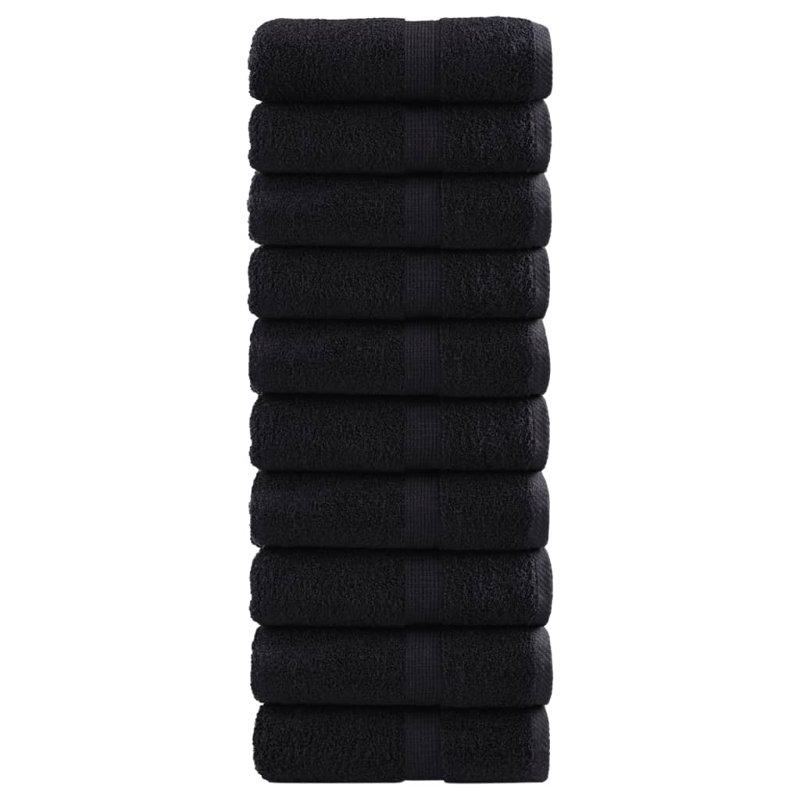 Premium Guest Towels SOLUND 10Pcs 30X50cm 600Gsm, Black